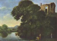 Adam Elsheimer - Landscape showing the Temple of Vesta in Tivoli